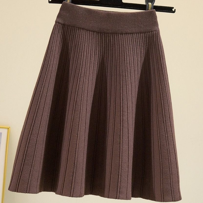 フレアスカート ニットプリーツフレアスカートミニ丈