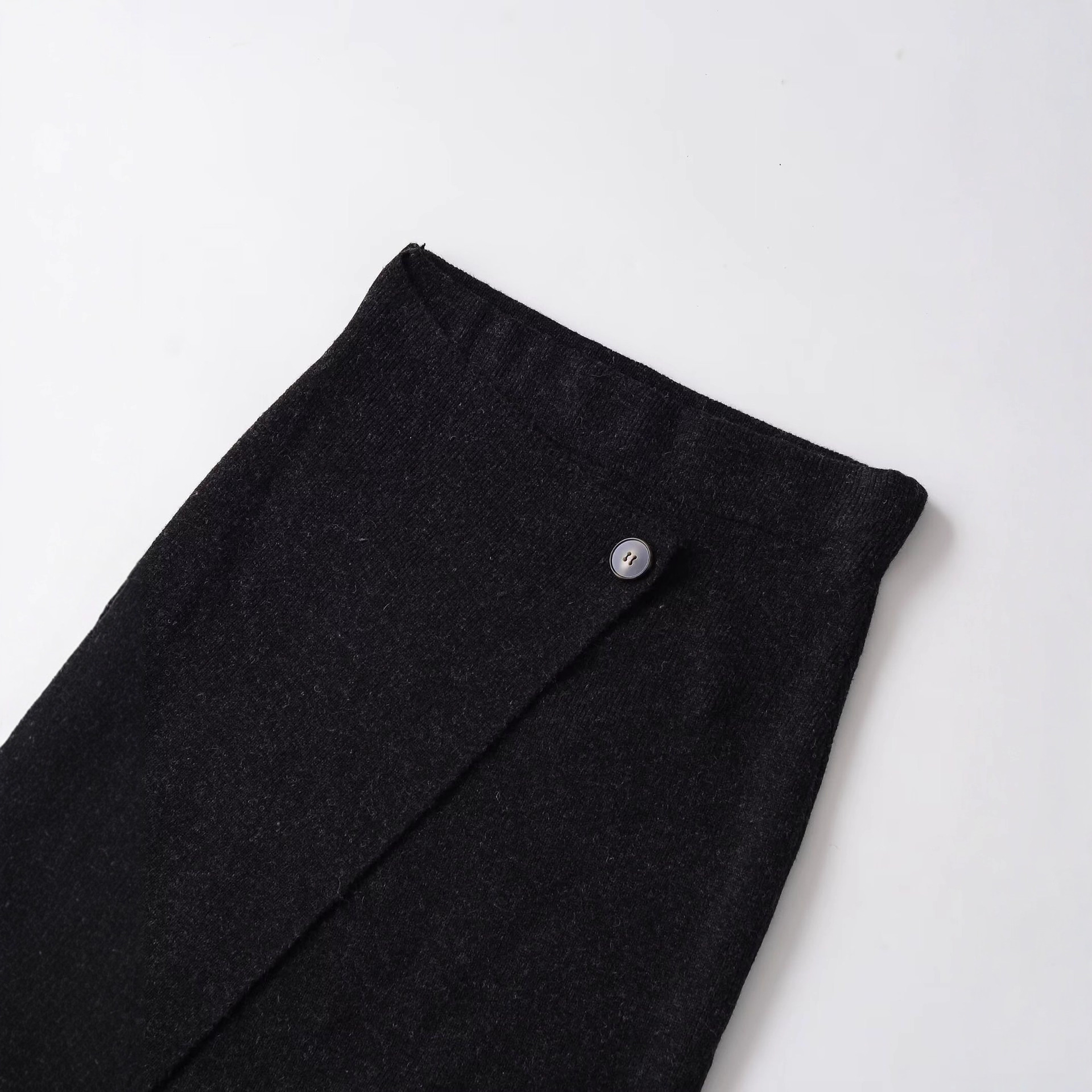 フレアスカート ラップ風デザイン上品ニットフレアスカート