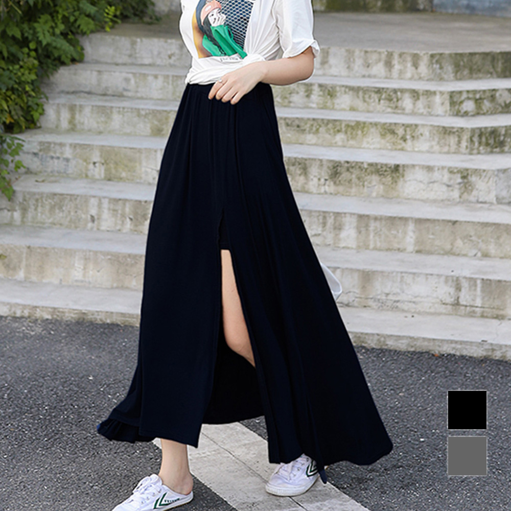 マキシ丈フレアスカート ショートパンツ付き ロング丈