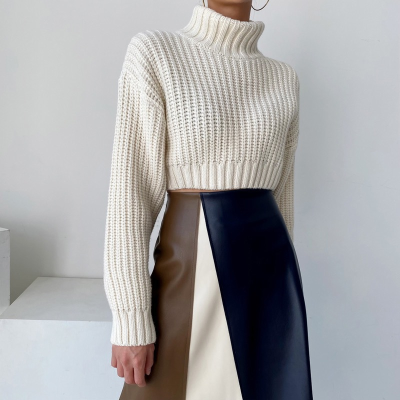 秋新作 配色ひざ丈フレアスカート 上品レディース着回し