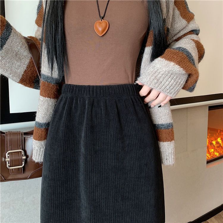 フレアスカート 裏起毛リブニット切替フレアスカート