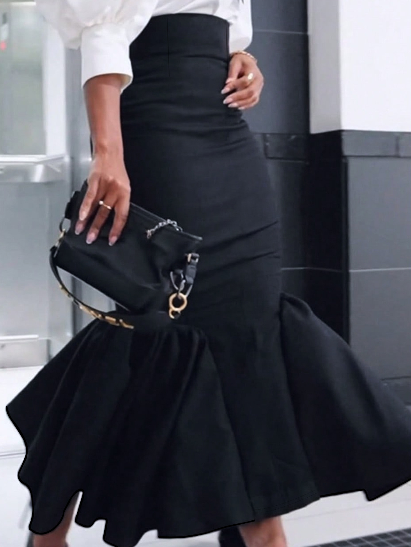 フレアスカート エレガント人魚姫シルエット裾広がりマーメイドスカート