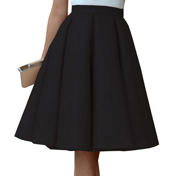 フレアスカート 上品なタックフレアスカート膝下丈