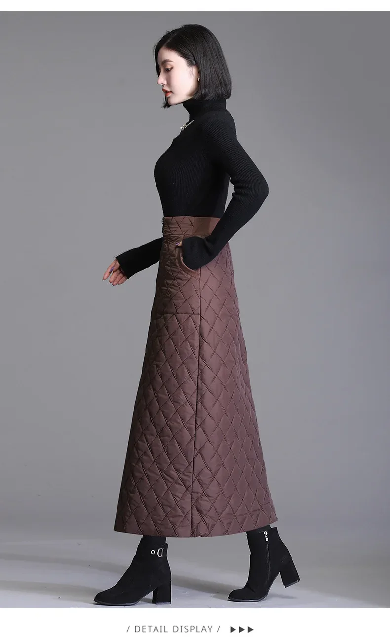 フレアスカート キルティング中綿入りフロントジップフレアスカート