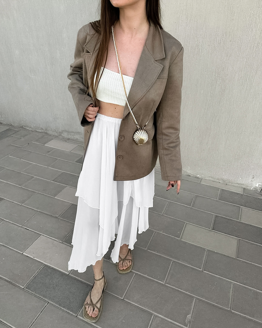 フレアスカート 不規則裾デザイン重ね着風フレアスカート