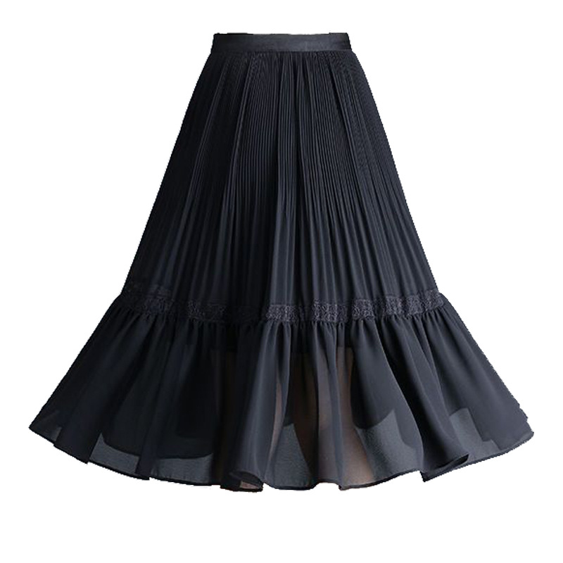 フレアスカート プリーツ切替ティアードフレアスカート