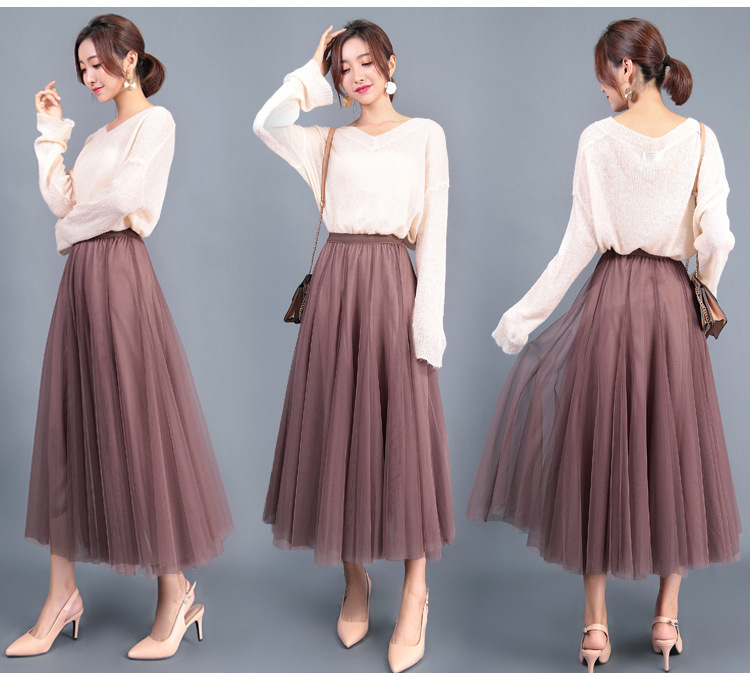 フレアスカート 軽やかチュール素材のボリュームフレアスカート