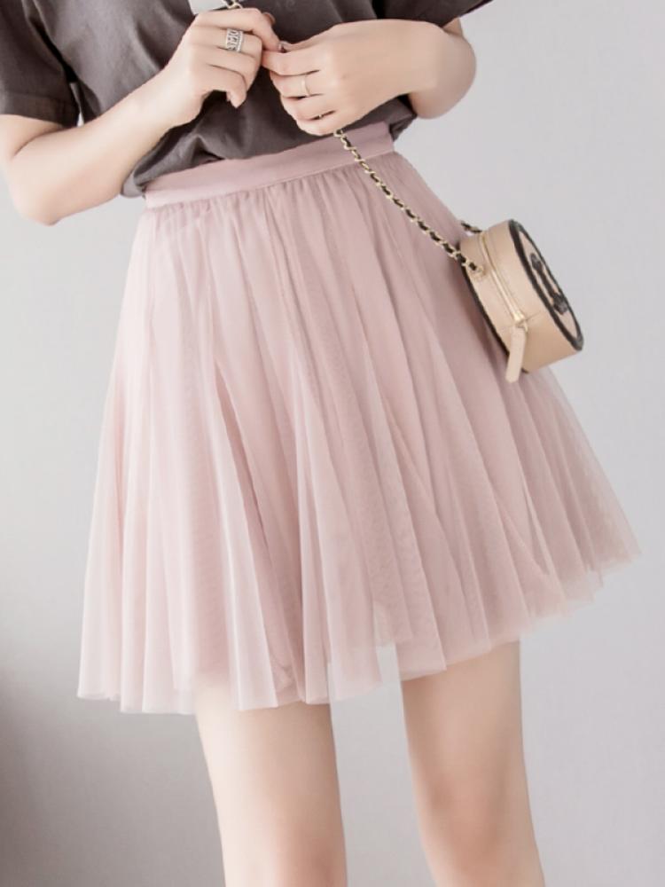 フレアスカート ふんわり軽やか柔らか素材のチュールフレアスカート