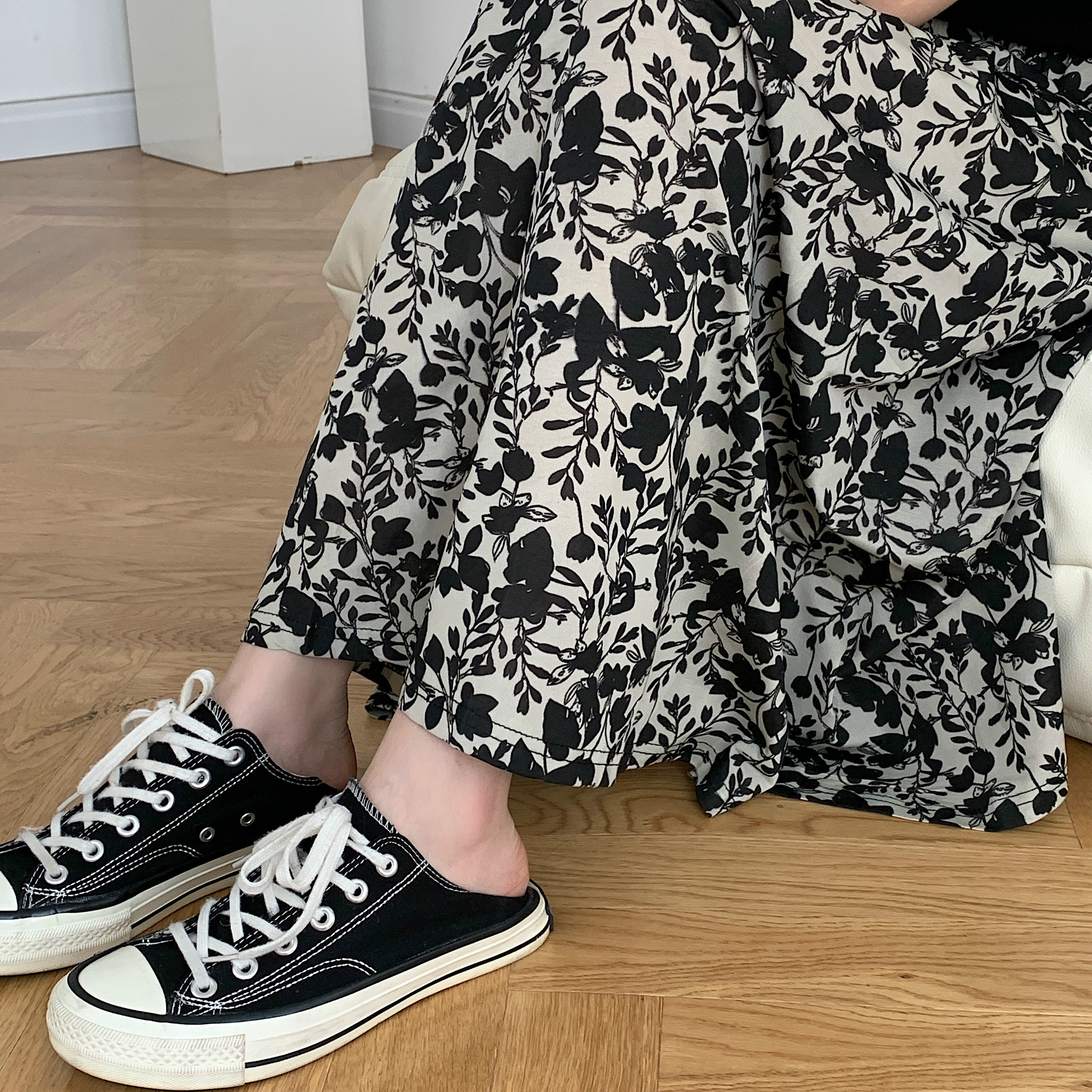 フレアスカート 花柄ボタニカルフレアスカート