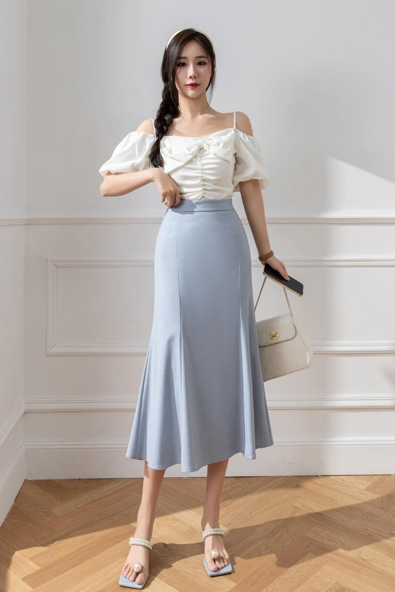 フレアスカート 上品な裾広がりマーメイド風フレアスカート