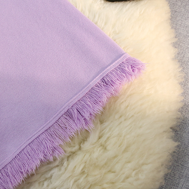 フレアスカート 裾フリンジニットフレアスカート