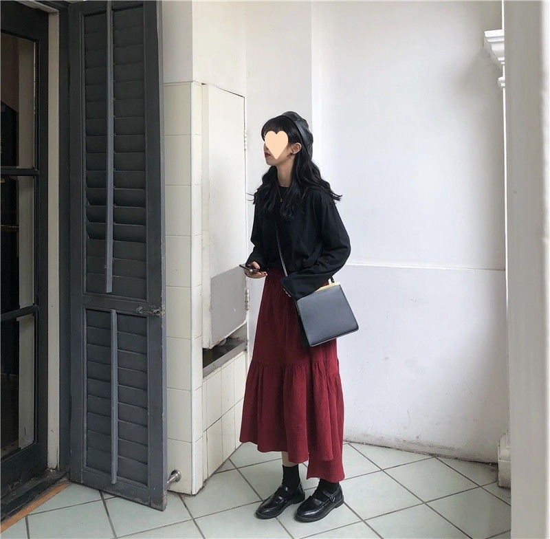 フレアスカート 上品ベルベット調ティアードフレアスカート