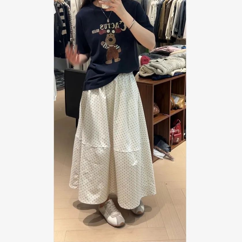 ハイウエスト水玉フレアスカート