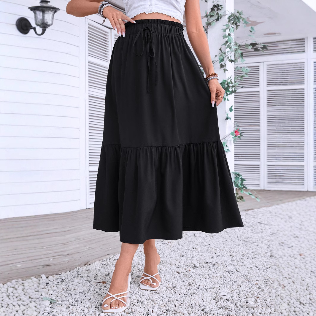 フレアスカート 小花柄ウエストゴムフレアスカートマキシ丈