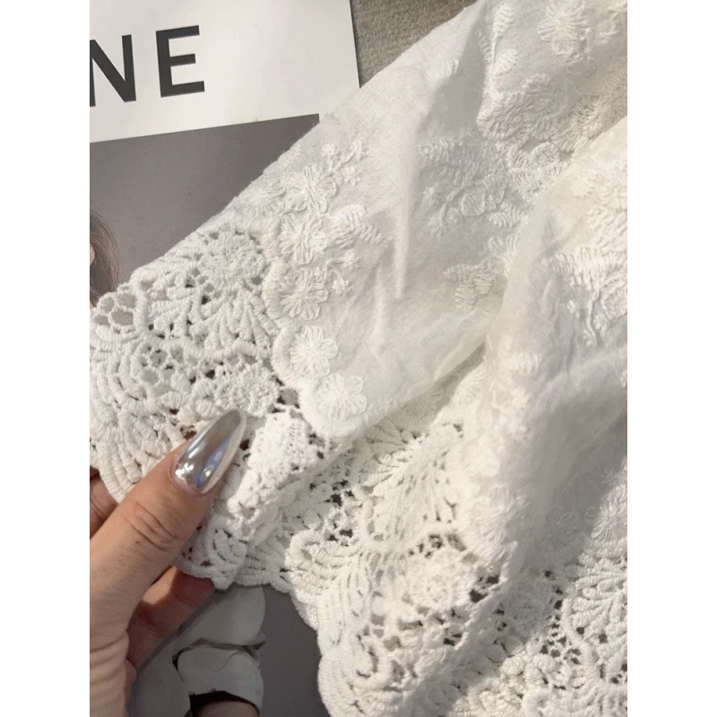 フレアスカート 裾刺繍レース切替フレアスカートミニ丈