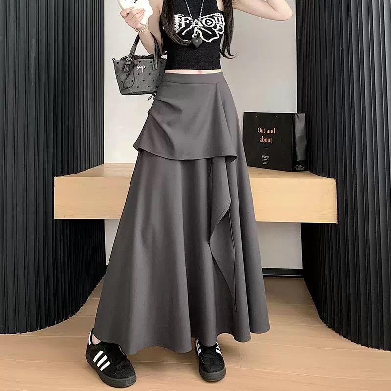 不規則プリーツデザインフレアスカート