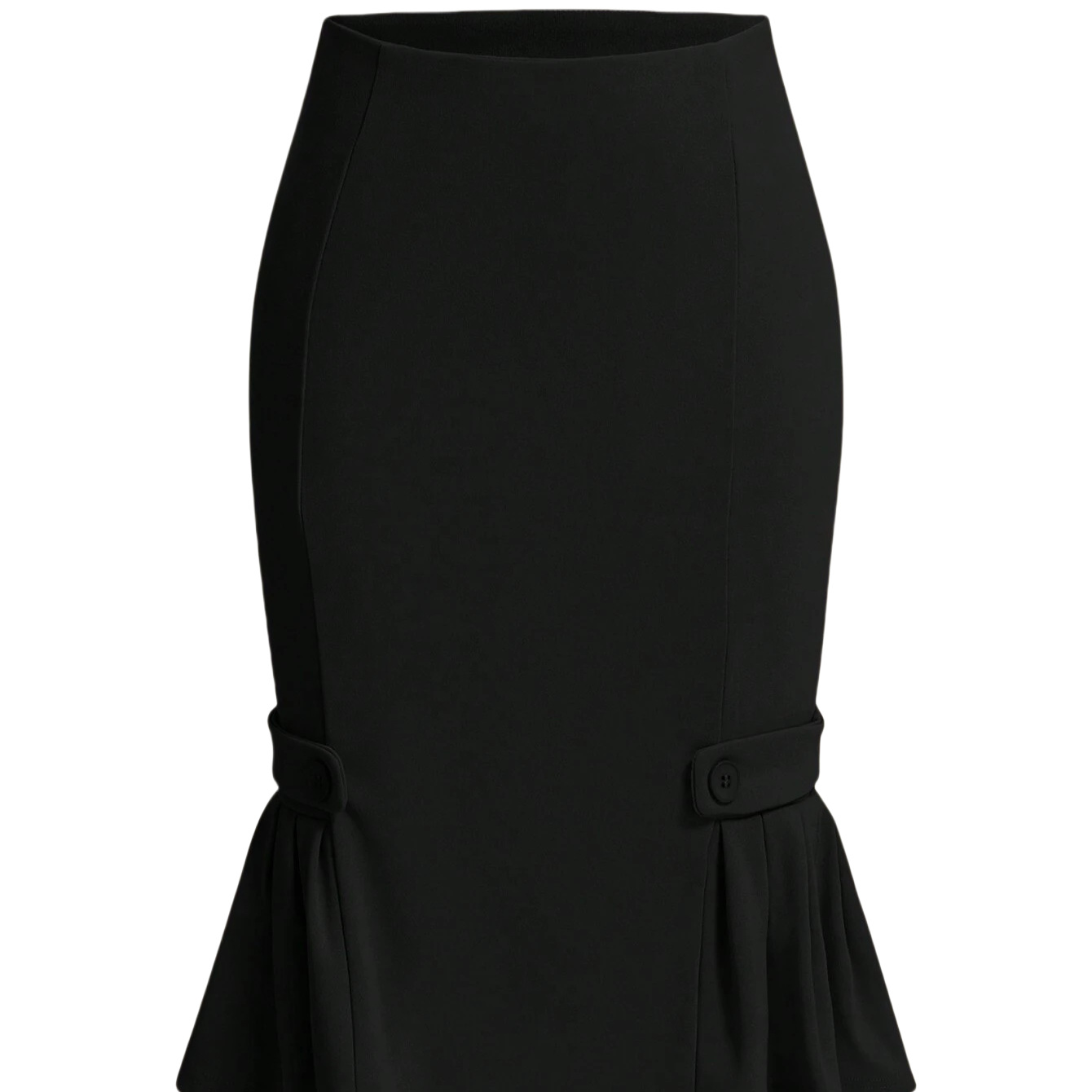 フレアスカート 裾フリルボタン飾りマーメイドフレアスカート