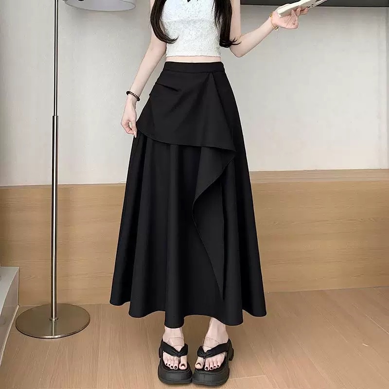 不規則プリーツデザインフレアスカート