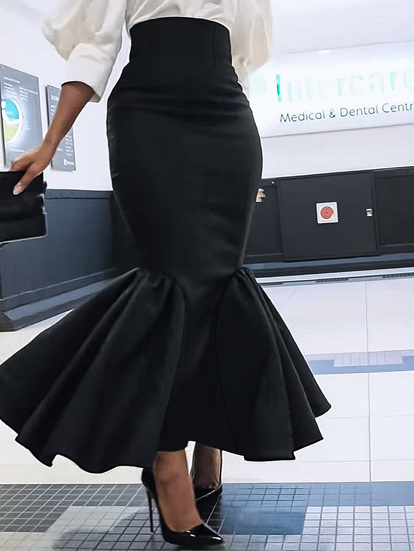 フレアスカート エレガント人魚姫シルエット裾広がりマーメイドスカート