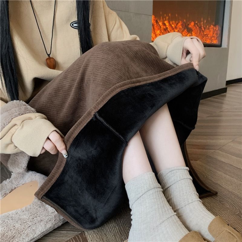 フレアスカート 裏起毛リブニット切替フレアスカート