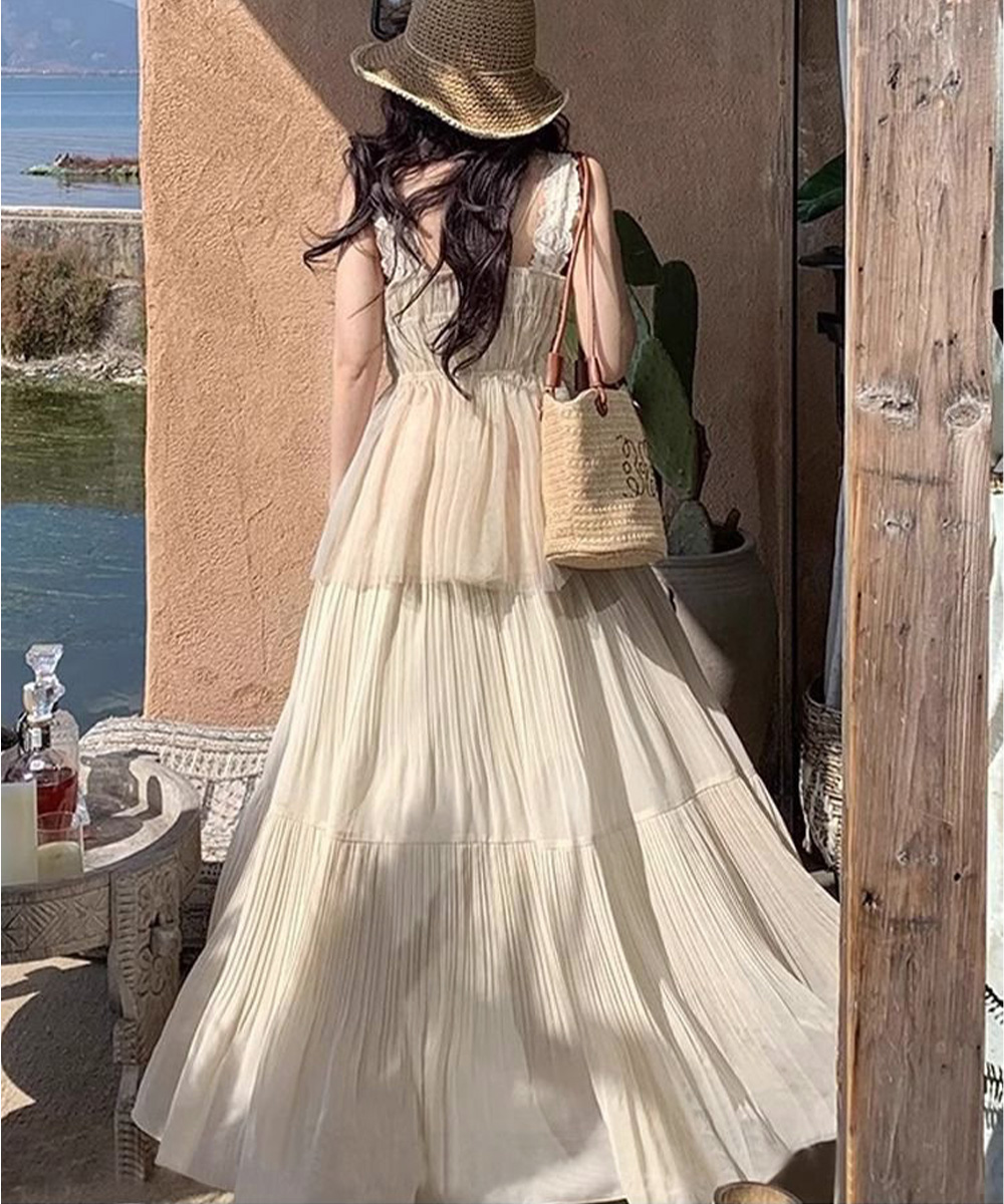 フレアスカート シフォンプリーツ マキシ丈ロングスカート