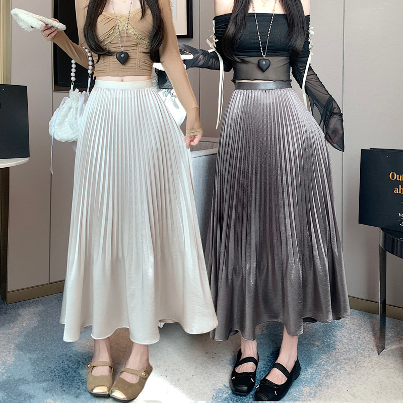パールシャイン百褶フレアスカート