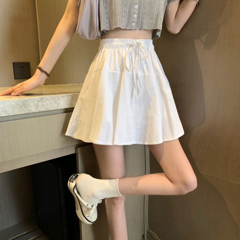 フレアスカート ウエストリボン付きフレア広がるミニスカート