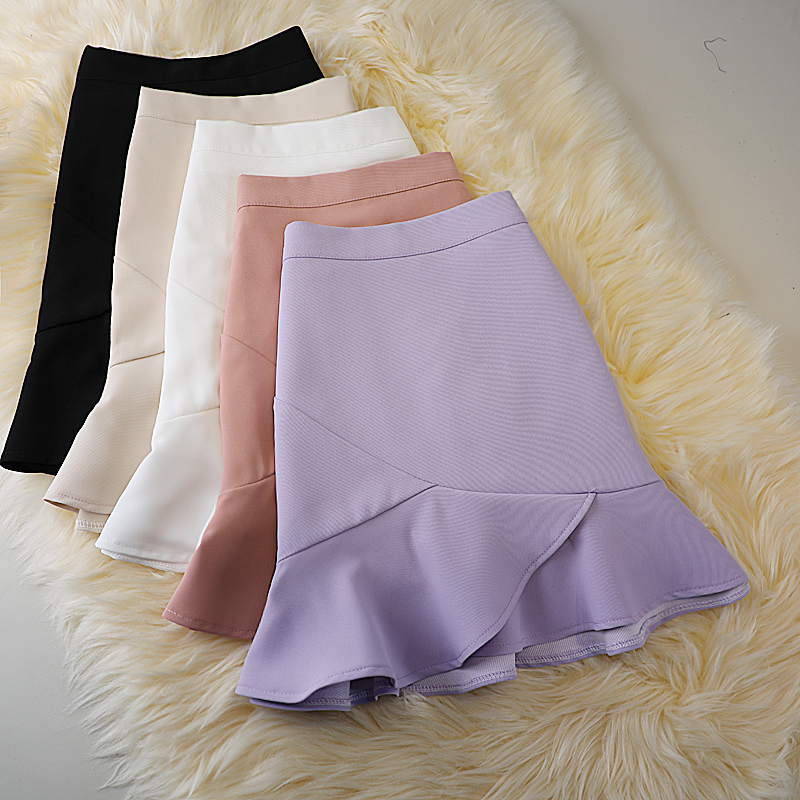 フレアスカート 裾フリル切替フレアスカートミニ丈