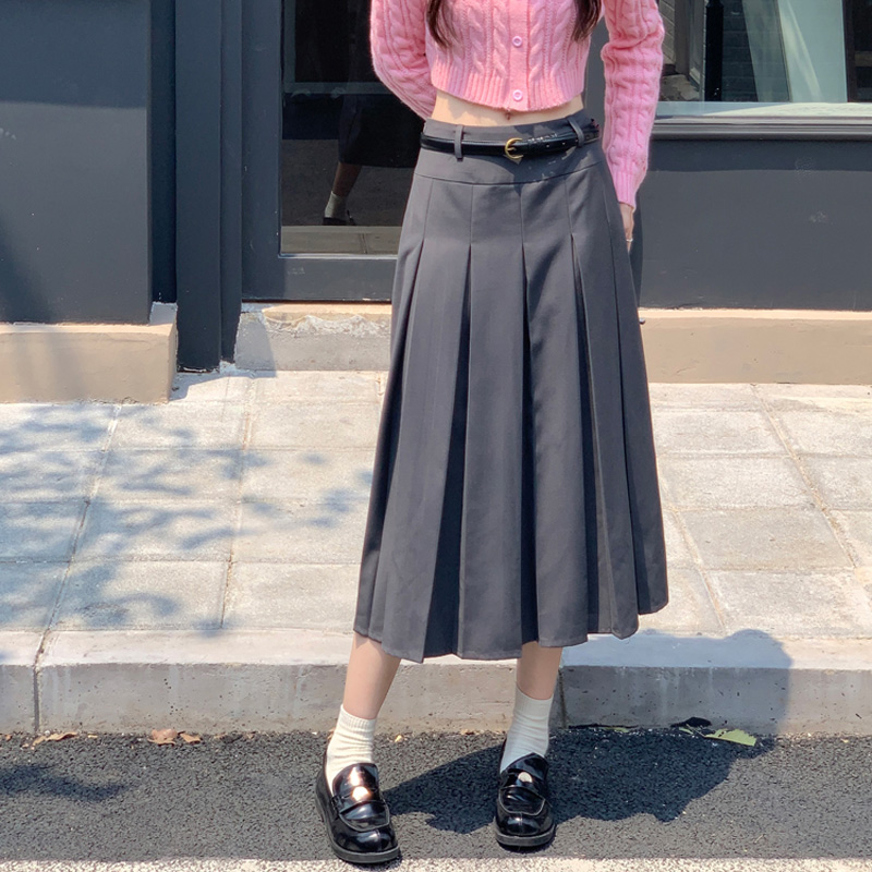 フレアスカート レザー風プリーツフレアスカート