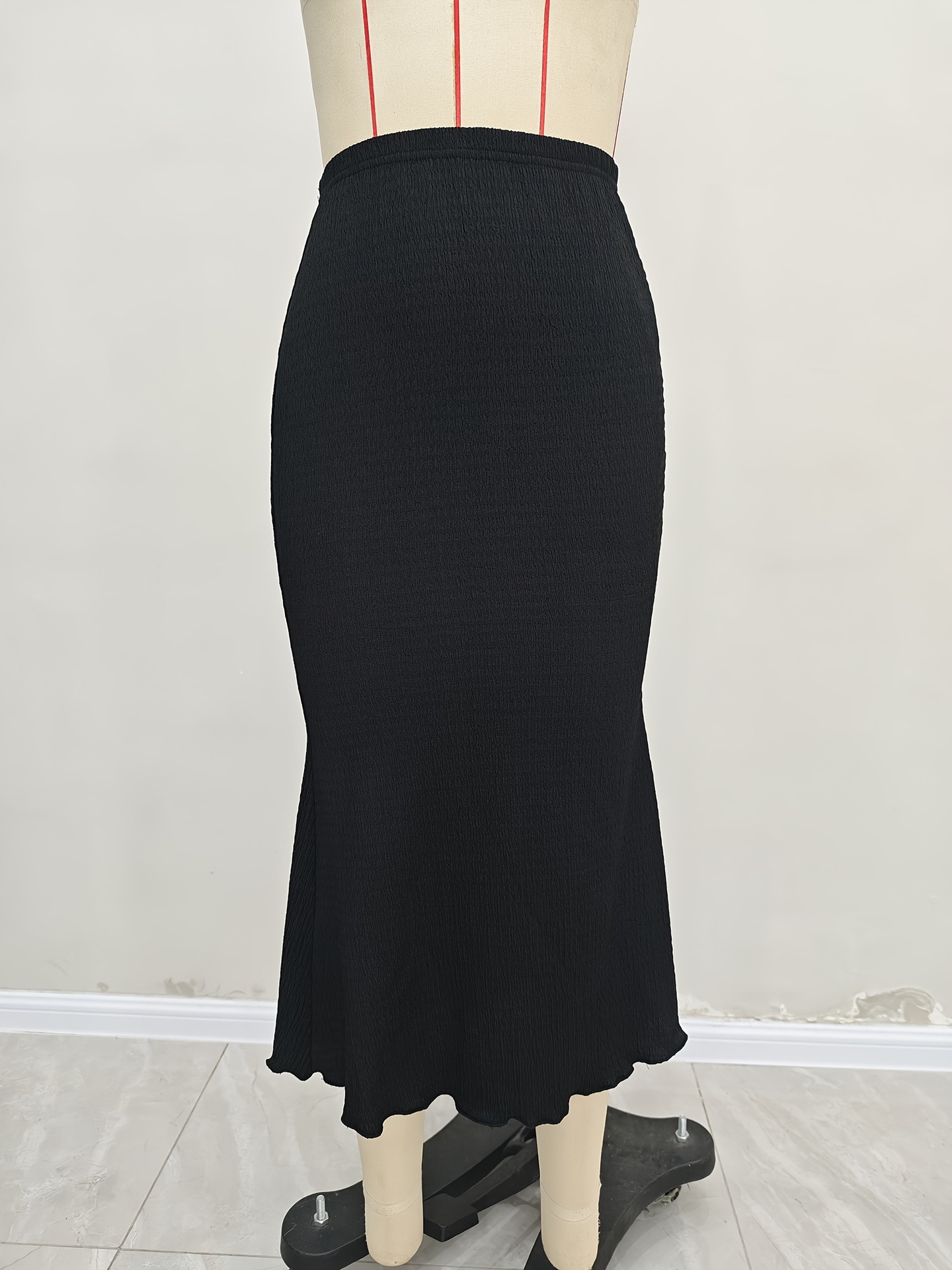 フレアスカート 裾フリル切替ハイウエストマーメイドニットスカート