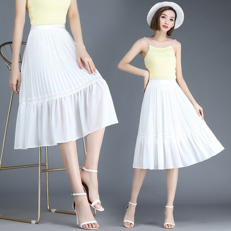 フレアスカート プリーツ切替ティアードフレアスカート