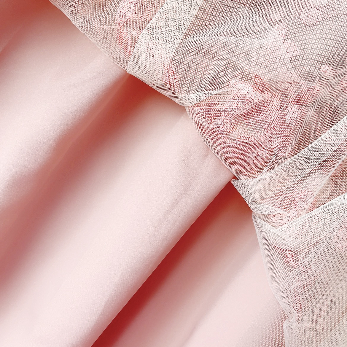 フレアスカート 立体花刺繍チュールフレアスカート