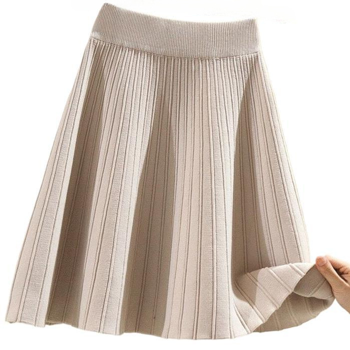 フレアスカート ニットプリーツフレアスカートミニ丈
