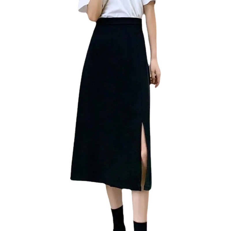 フレアスカート サイドスリット入りハイウエストフレアスカート