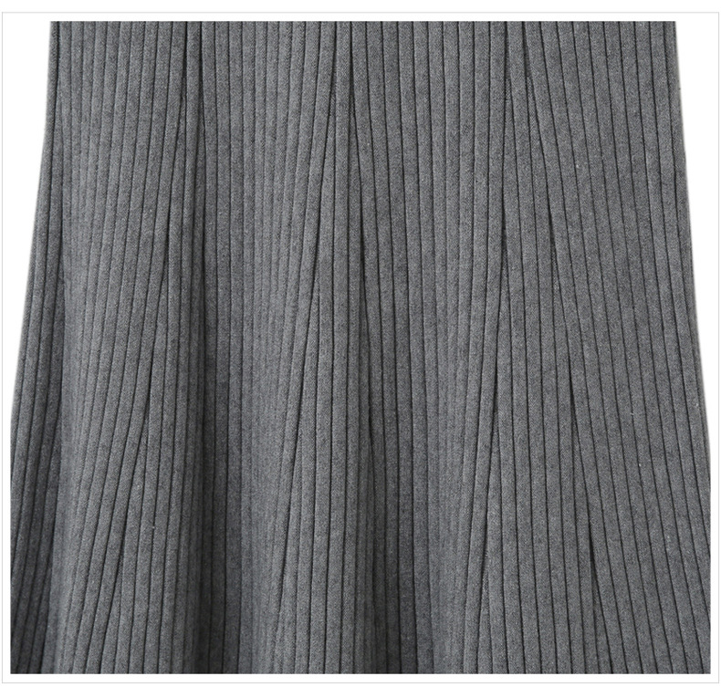 フレアスカート リブ編み縦ストライプ柄ニットフレアスカート