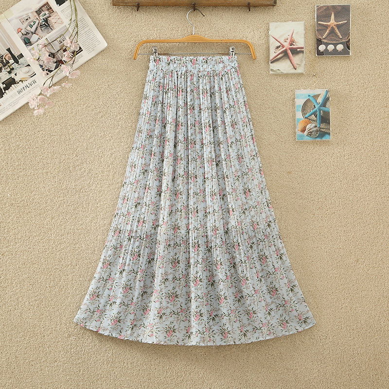 小花柄シフォンプリーツフレアスカート