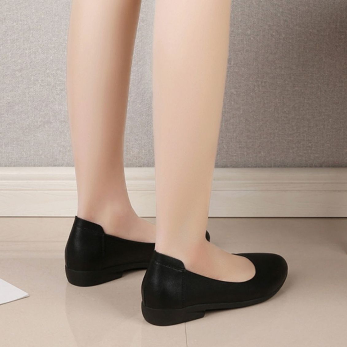 フラットシューズ 踵保護やわらか快適パンプス