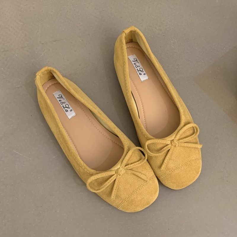 フラットシューズ 優美なリボン結びフラットパンプス