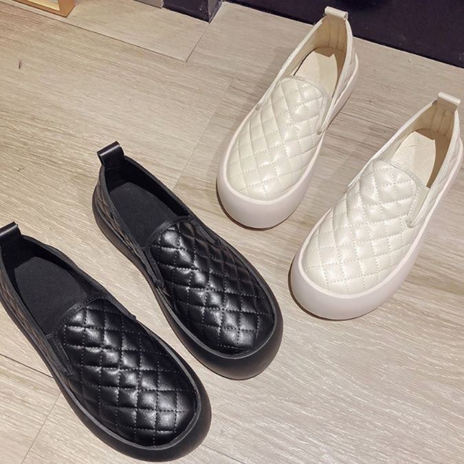 フラットシューズ キルティング厚底スリッポン