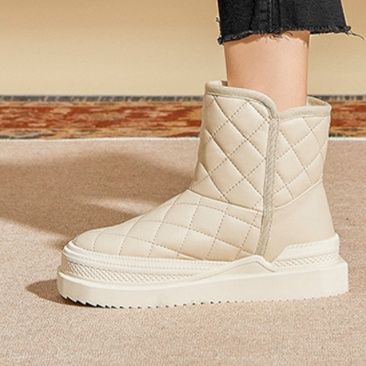 フラットシューズ キルティング厚底ショートブーツ