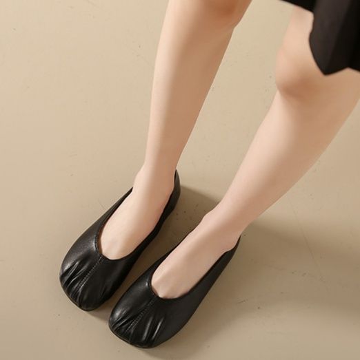 フラットシューズ やわらかギャザーパンプス
