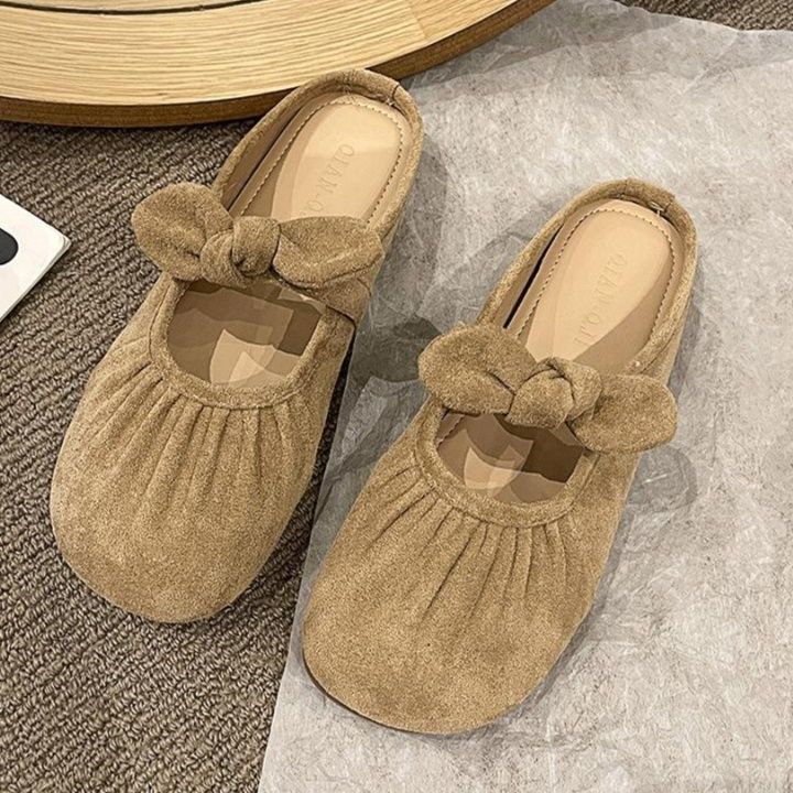 フラットシューズ ふんわりリボンサボサンダル