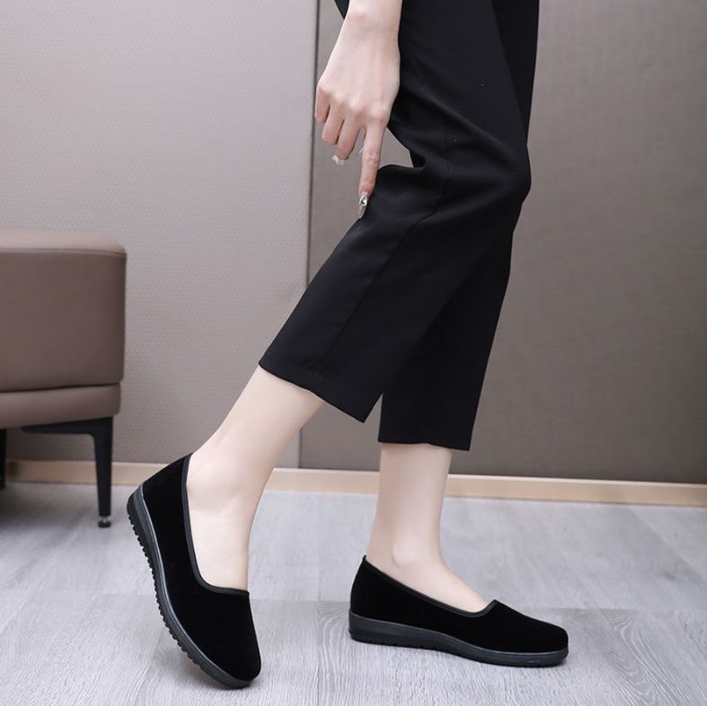 フラットシューズ なめらか質感 ふわり厚底パンプス
