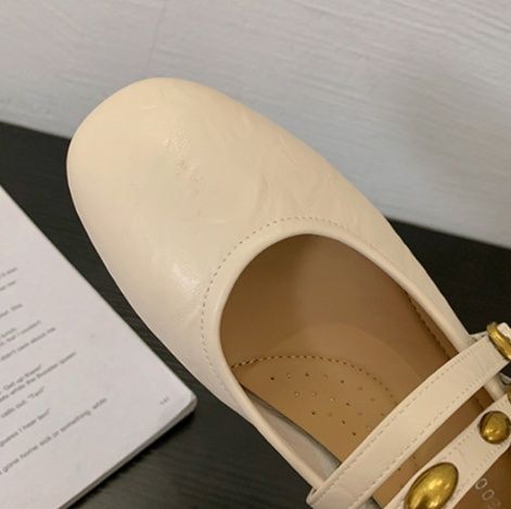 フラットシューズ クラシック二重ストラップパンプス
