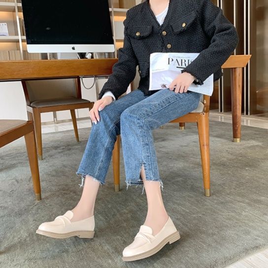 フラットシューズ 優美なワンポイントローファー