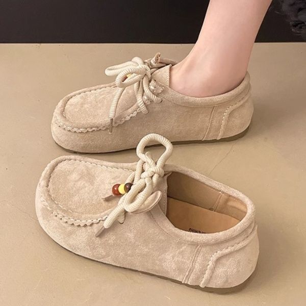 フラットシューズ 優しい足取り紐結びモカシン