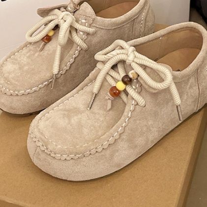 フラットシューズ 優しい足取り紐結びモカシン