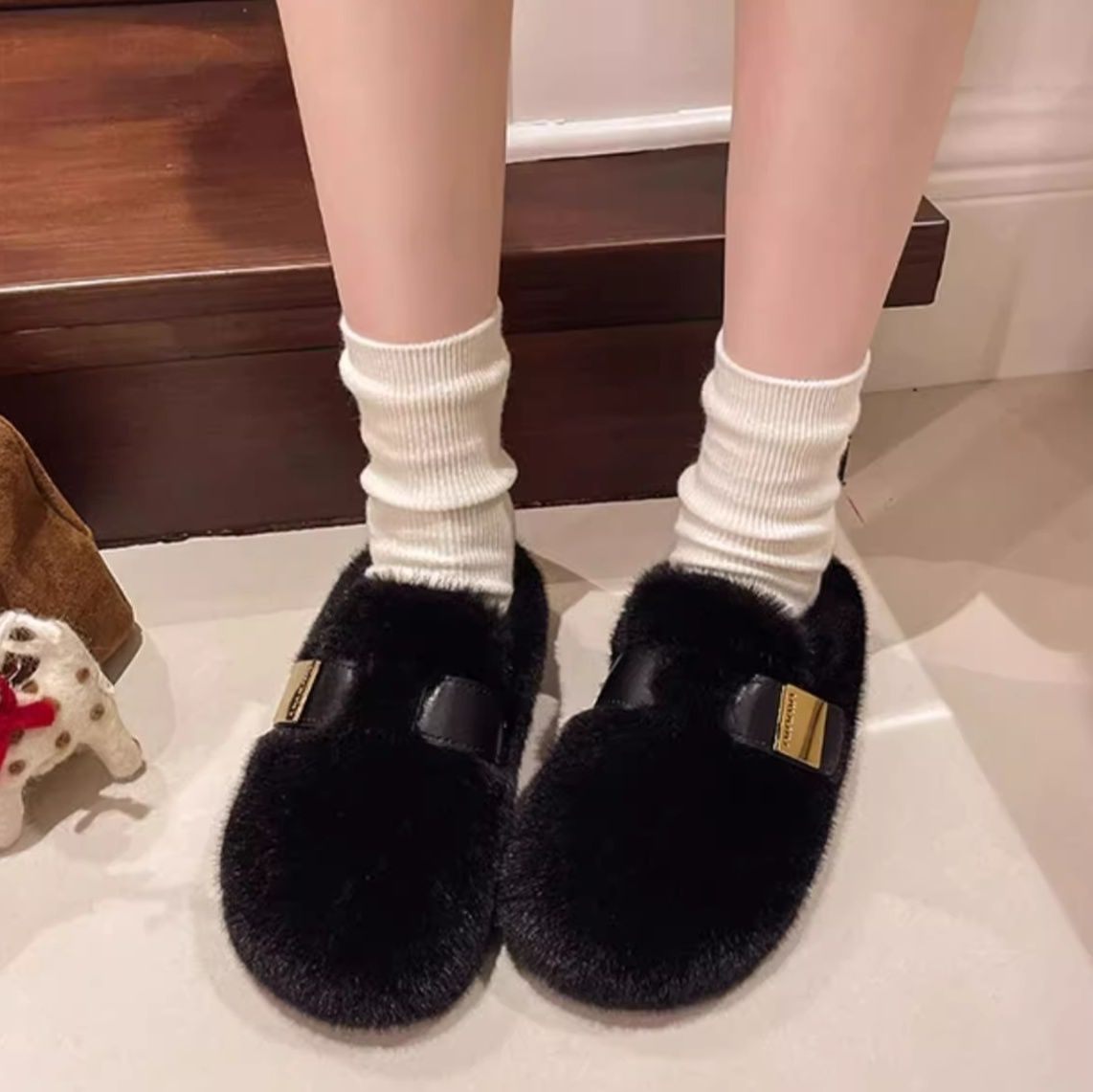 フラットシューズ ふわもこフラットシューズ