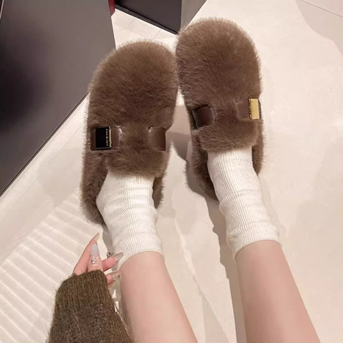 フラットシューズ ふわもこフラットシューズ