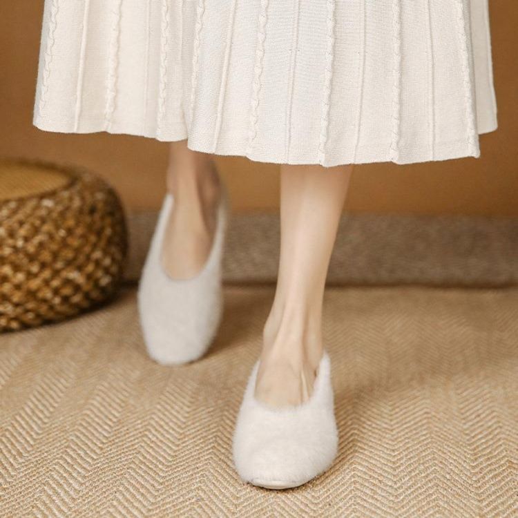 フラットシューズ もこもこ優しさパンプス